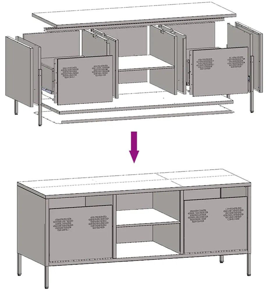 Móvel de TV 101,5x39x43,5 cm aço laminado a frio branco
