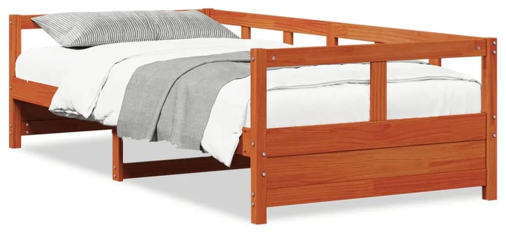 Sofá-cama 80x200 cm madeira de pinho maciça castanho cera