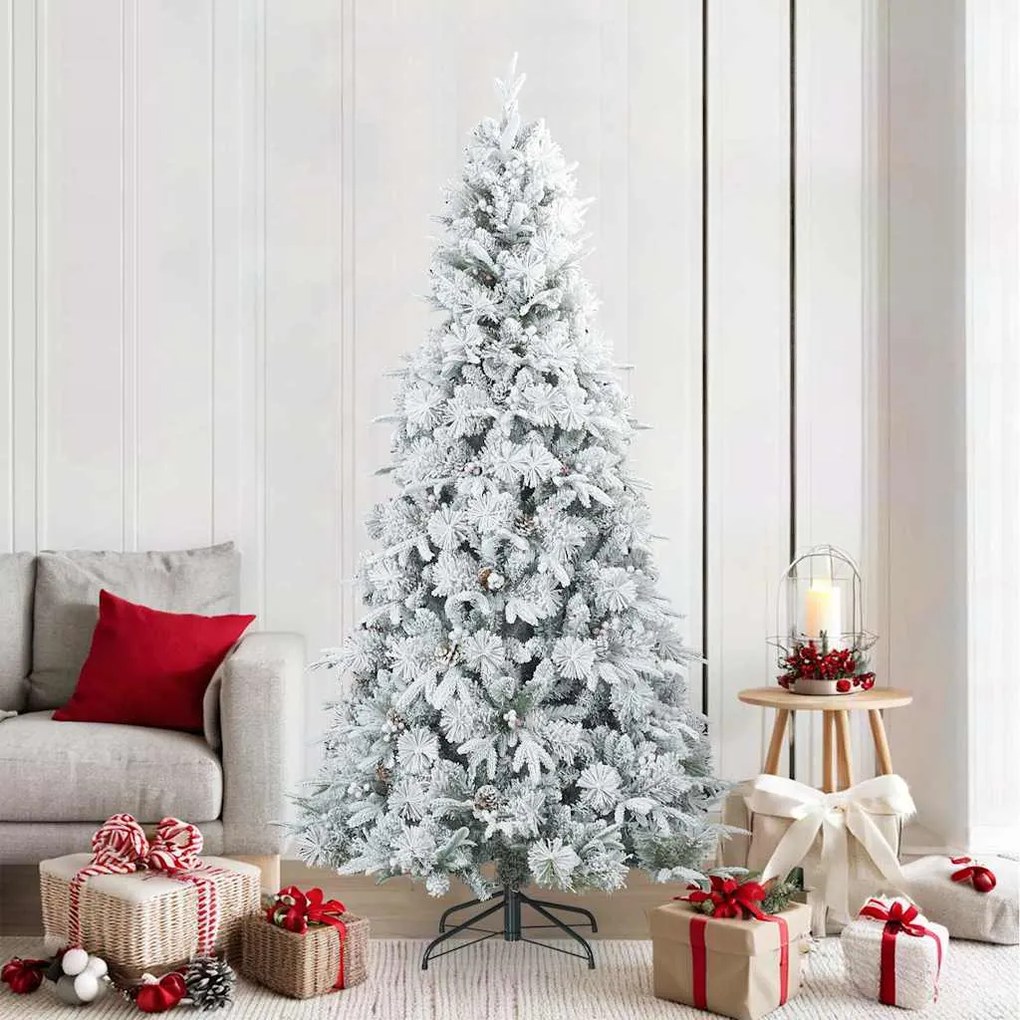 vidaXL Árvore de Natal Artificial Articulada Nevado Flocked Branco