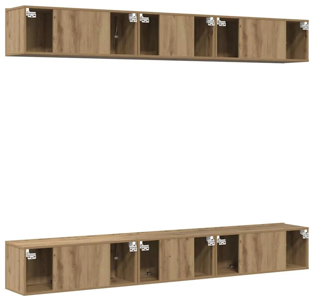 Conjunto de móvel de TV com prateleira 6 pcs carvalho artisiano