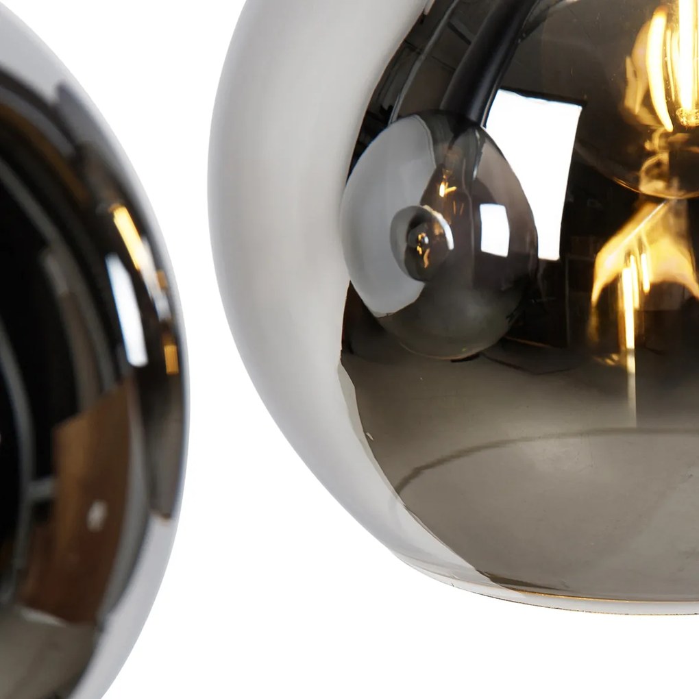 Candeeiro suspenso moderno preto com vidro fumado 5-luzes - Clayton Moderno