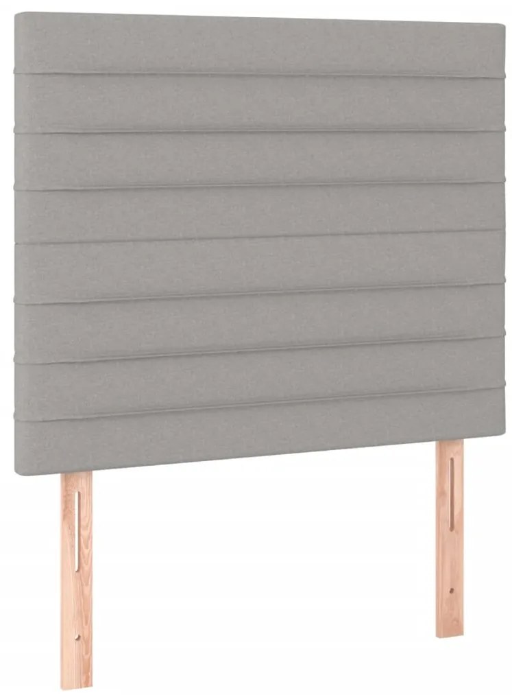 Cama box spring c/ colchão e LED 80x200 cm tecido cinza-claro