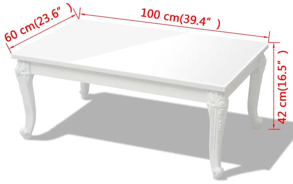Mesa de centro, 100x60x42 cm, branco brilhante