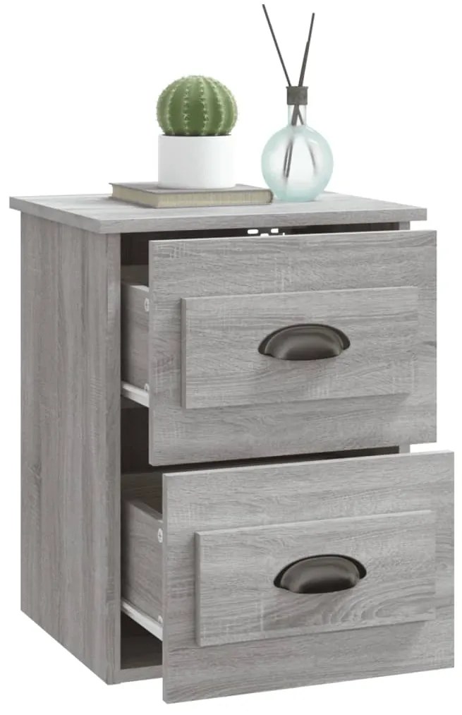 Mesa de cabeceira de parede 41,5x36x53 cm cinzento sonoma