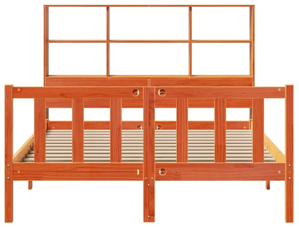 Cama com estante sem colchão 140x190 cm pinho maciço