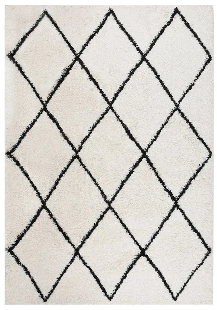 vidaXL Tapete shaggy de pelo alto 120x170 cm preto/cor creme