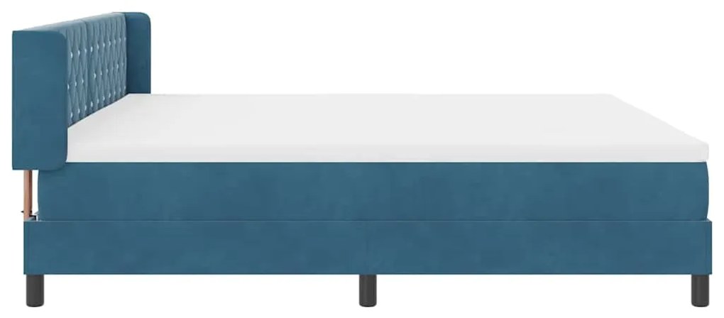 Cama Box Spring com Colchão Azul Escuro 200x200 cm Veludo