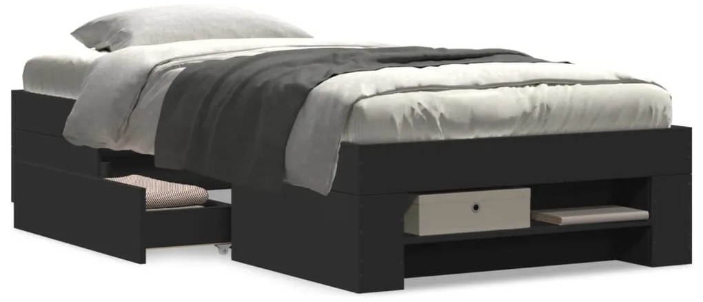 Estrutura de cama 90x200 cm derivados de madeira preto
