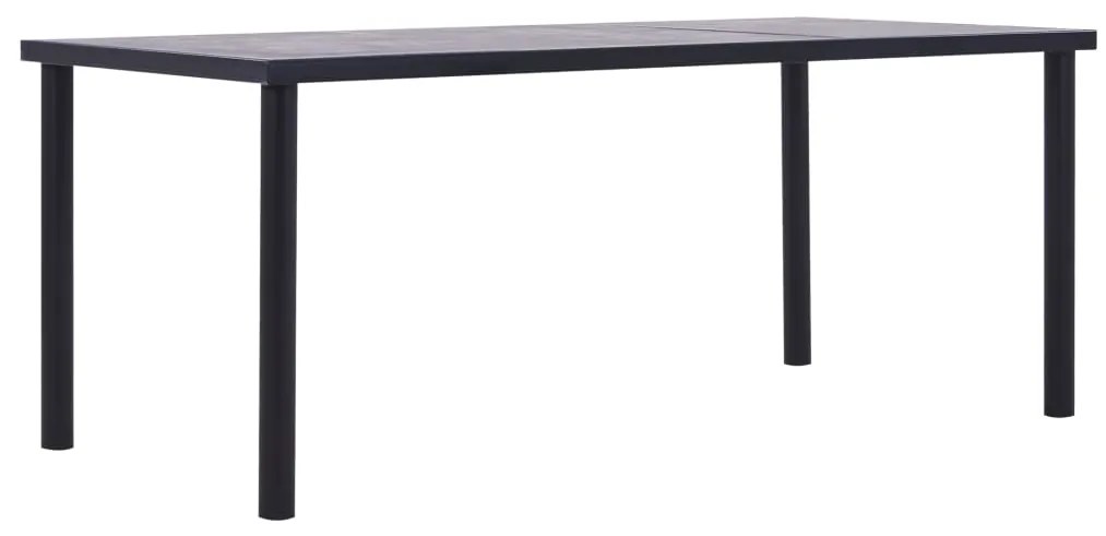 Mesa de jantar 200x100x75 cm MDF preto e cinzento cimento