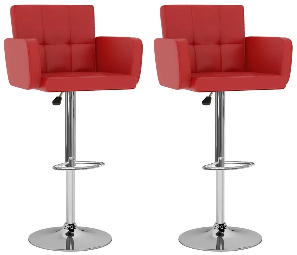 Bancos de bar 2 pcs couro artificial vermelho