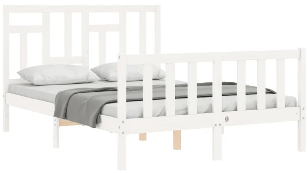 Cama sem colchão 120x200 cm madeira de pinho maciça branco