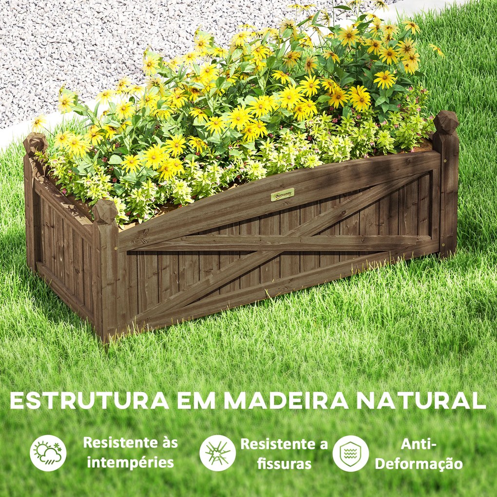 Floreira de Madeira para Cultivar Plantas Flores Ervas Floreira Retangular para Jardim Varanda 90x39x37 cm Castanho Escuro