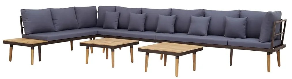 8 lugares conjunto lounge jardim c/ almofadões acácia maciça