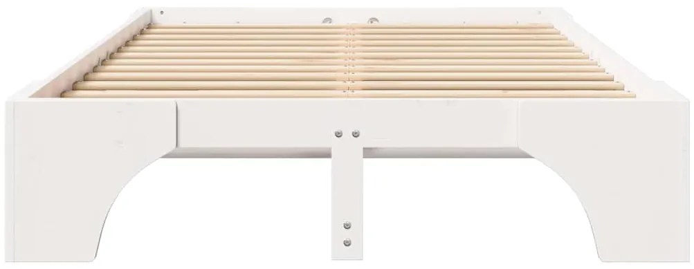 Cama Branca 140x190 cm em Madeira de Pinho Sólido