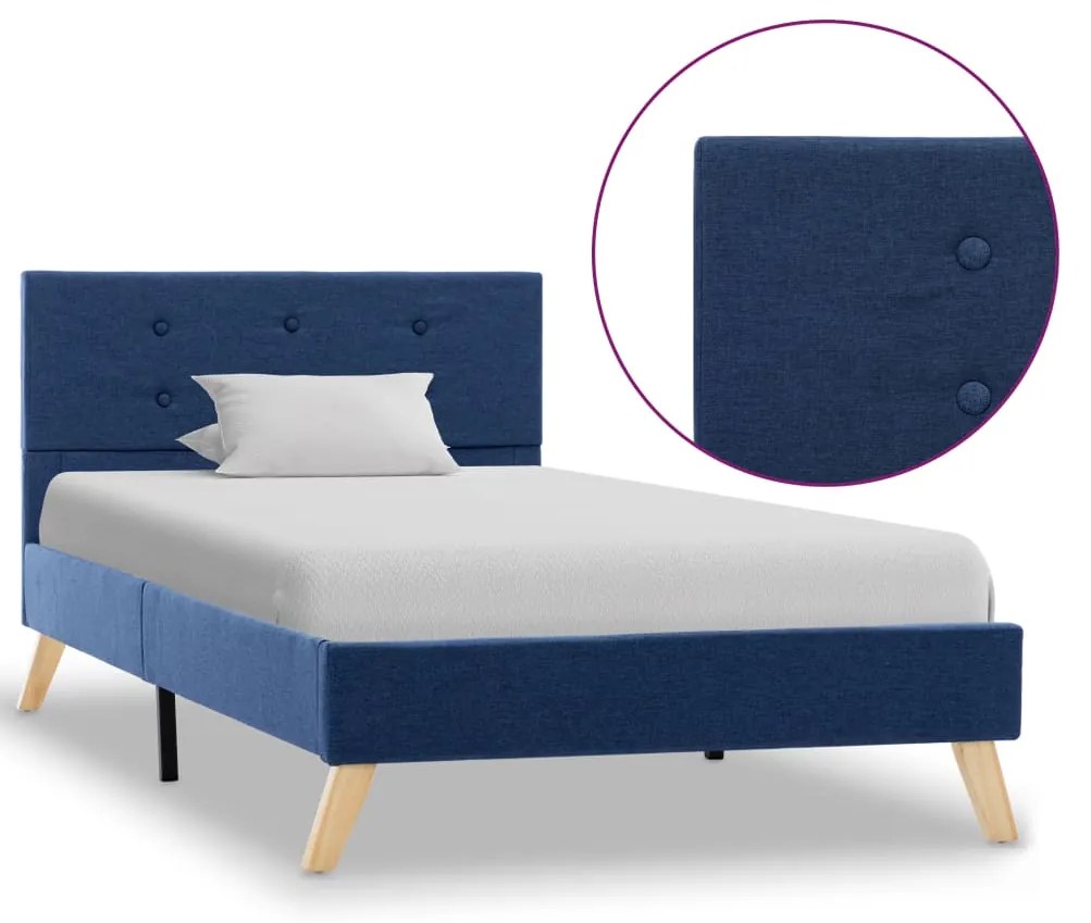 vidaXL Estrutura de cama 90x200 cm tecido azul