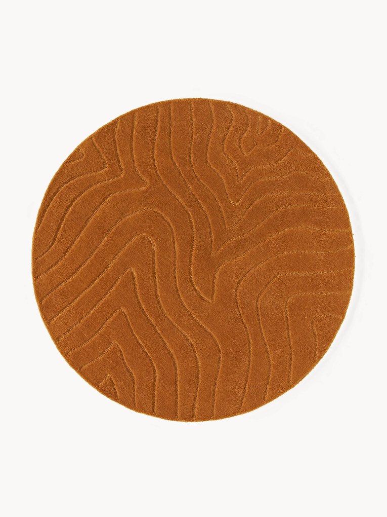 Tapete redondo em lã artesanal Aaron
