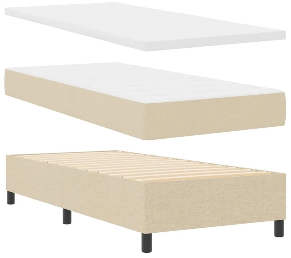 Cama Box com Colchão e LED Creme 100 x 200 cm, Tecido