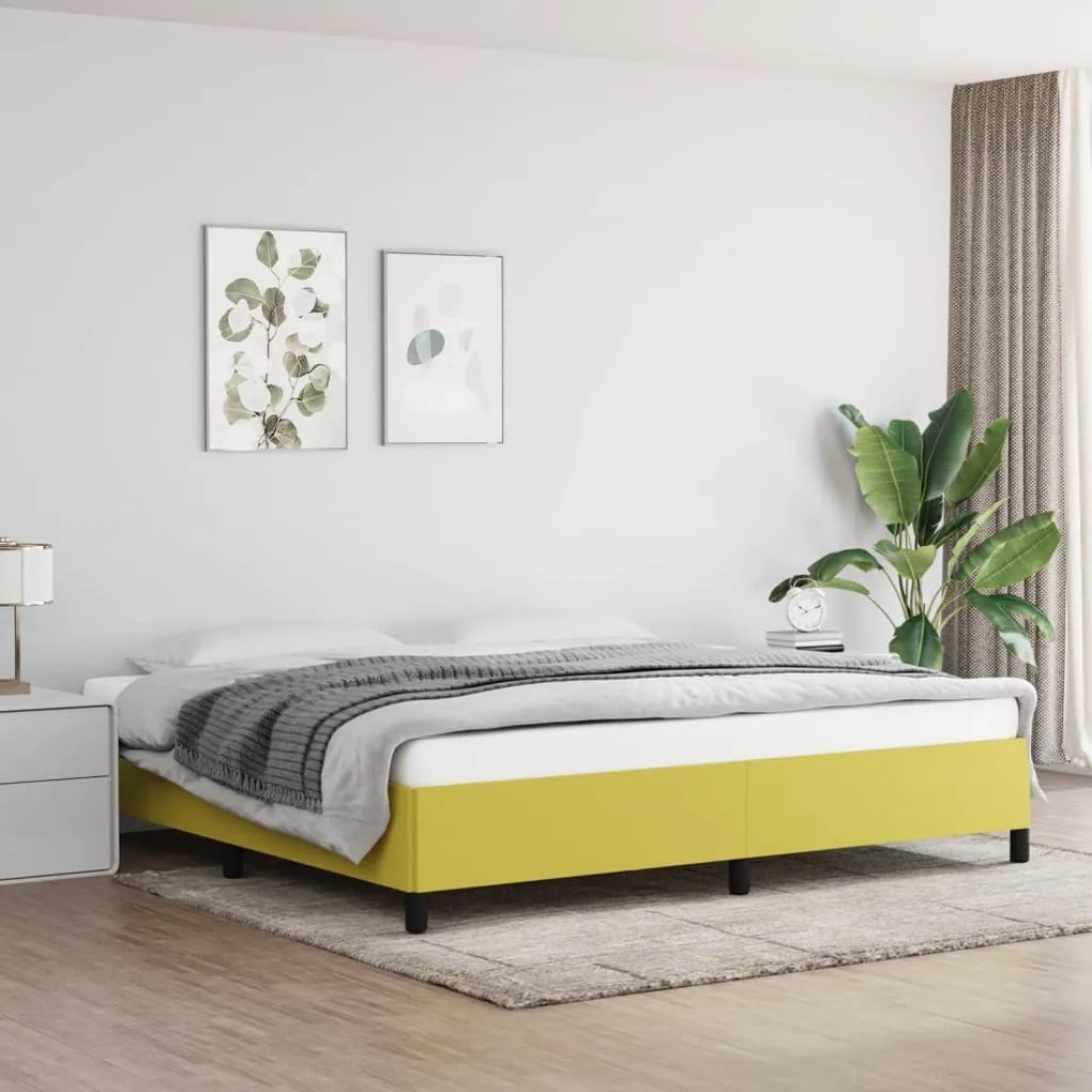 Estrutura de cama sem colchão 200x200 cm tecido verde