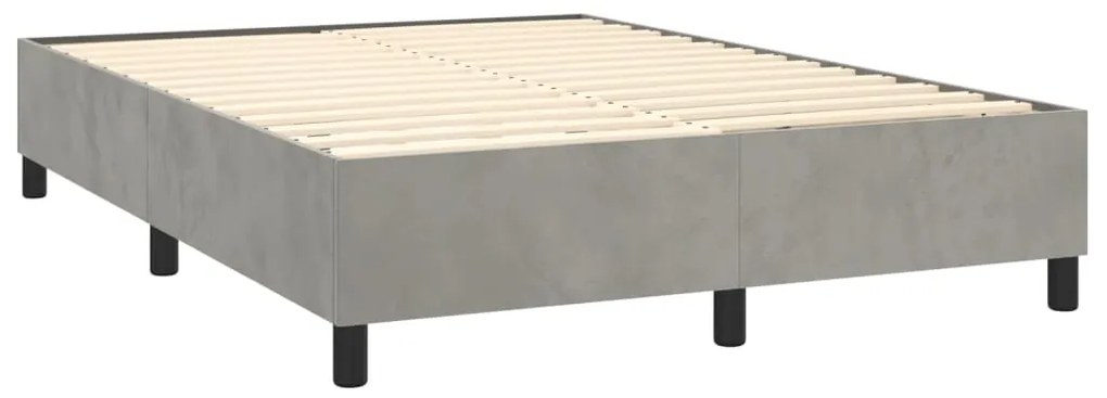 Estrutura de cama sem colchão 140x200 cm veludo cinzento-claro