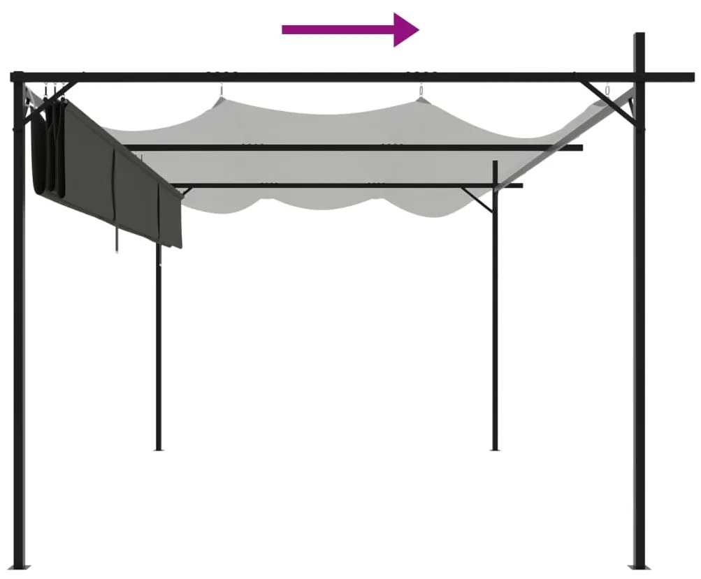 Pérgola com toldo retrátil 395x292x230 cm cor antracite