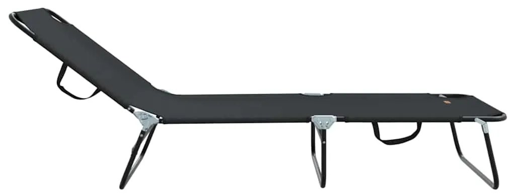 Espreguiçadeira Dobrável 2 pcs Portátil Preta 600D Tecido Oxford
