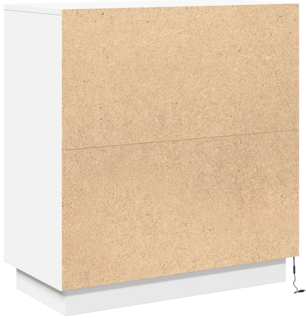 Aparador LED em Branco - 71x34,5x75 cm, Feito de Madeira Engenheirada