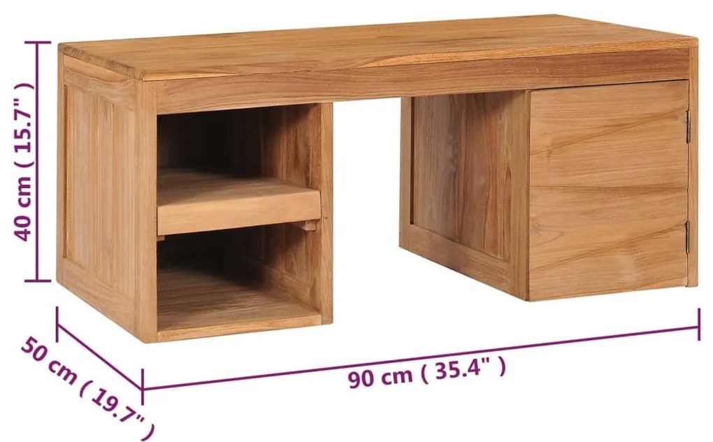 Mesa de centro 90x50x40 cm madeira de teca maciça