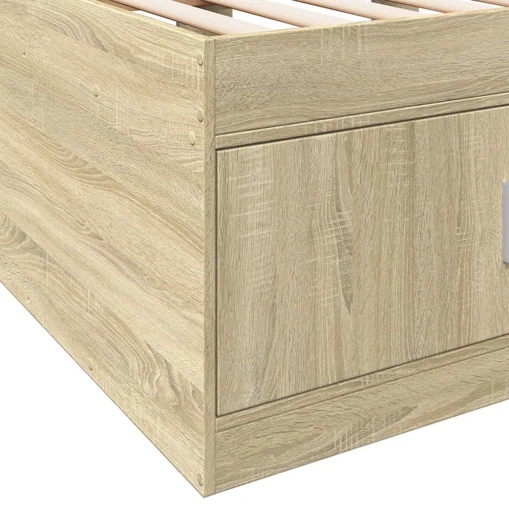 Sofá-cama com gavetas sem colchão 90x200 cm carvalho sonoma