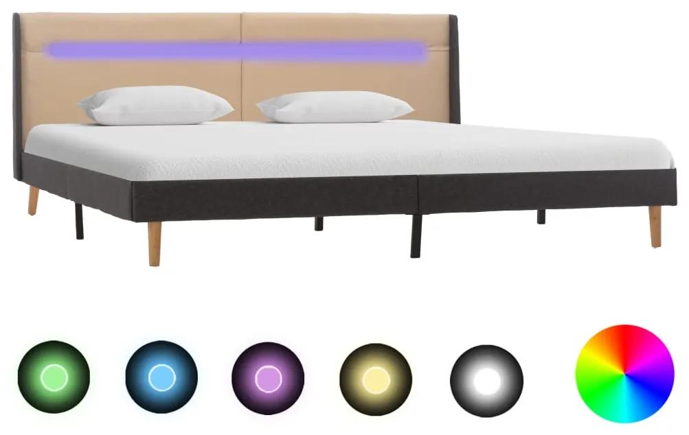 286701 vidaXL Estrutura de cama com LED 160x200 cm tecido creme