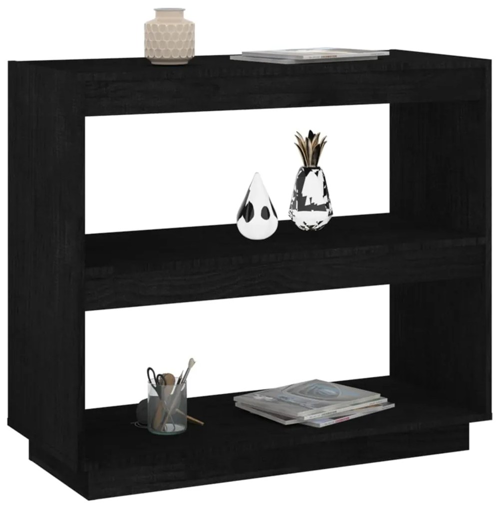 Estante 80x35x71 cm madeira de pinho maciça preto
