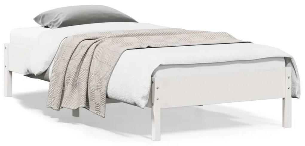 Cama sem colchão 90x200 cm madeira de pinho maciça branco