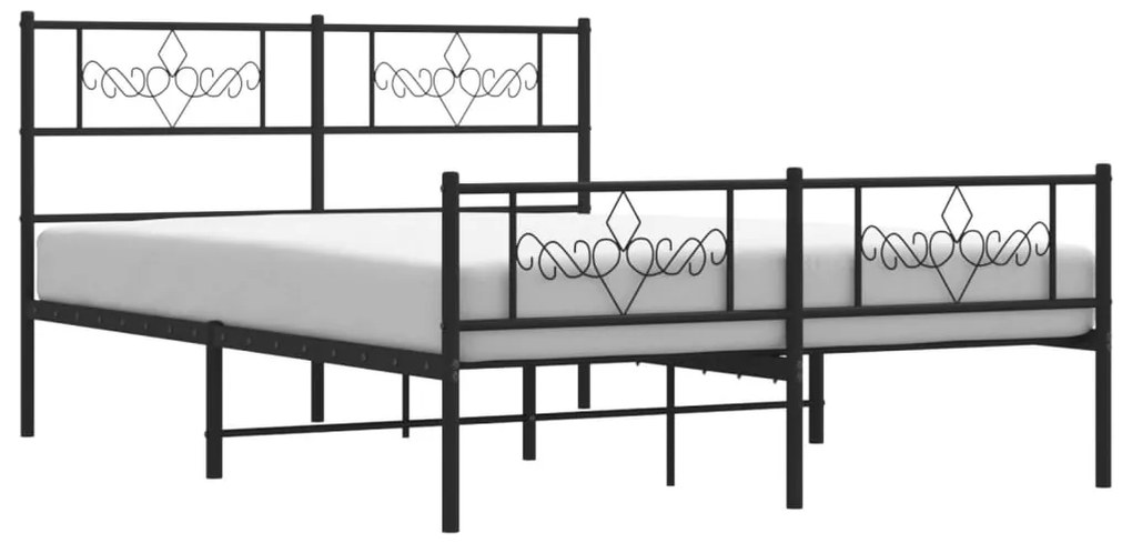 Estrutura de cama com cabeceira e pés 140x190 cm metal preto