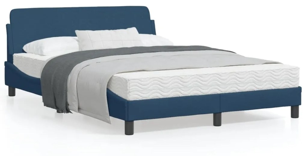 vidaXL Estrutura cama c/ cabeceira sem colchão 120x200 cm tecido azul