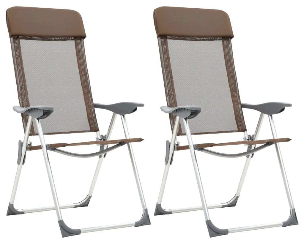 vidaXL Cadeiras de campismo dobráveis 2 pcs alumínio castanho