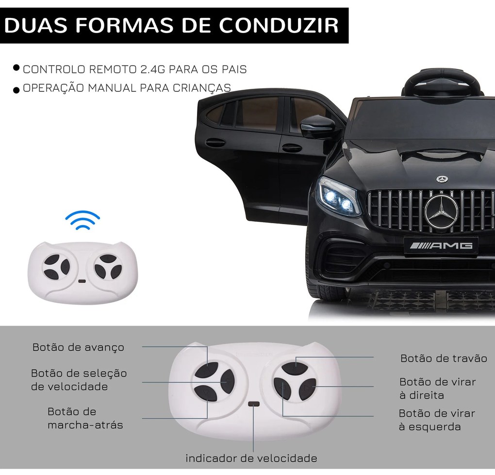 HOMCOM Carro Elétrico Mercedes AMG 12V para Crianças acima de 3 Anos c