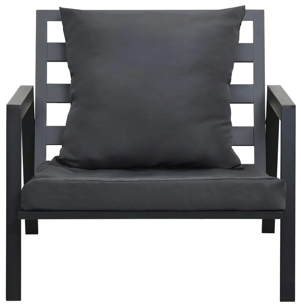 5 pcs conjunto lounge jardim + almofadões alumínio cinza-escuro