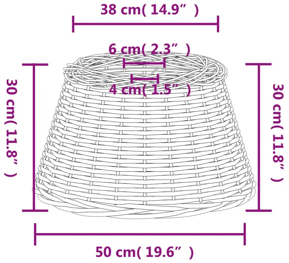 Abajur de teto Ø50x30 cm vime castanho