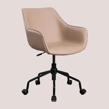 Cadeira de escritório em couro sintético Lucy Castanho Trigo - Sklum