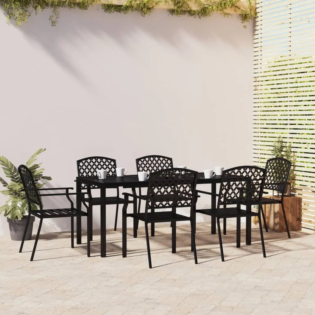 7 pcs conjunto de jantar para jardim aço antracite