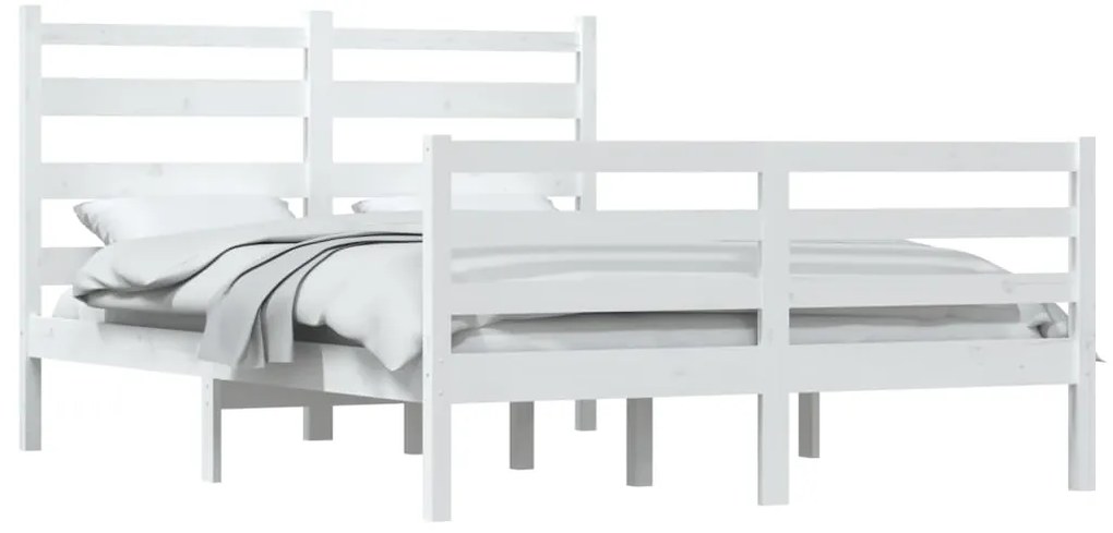 Estrutura de cama 160x200 cm pinho maciço branco