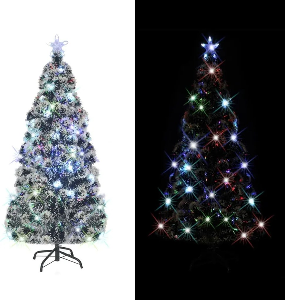 vidaXL Árvore de Natal pré-iluminada c/ suporte e LED 210 cm fibra ótica