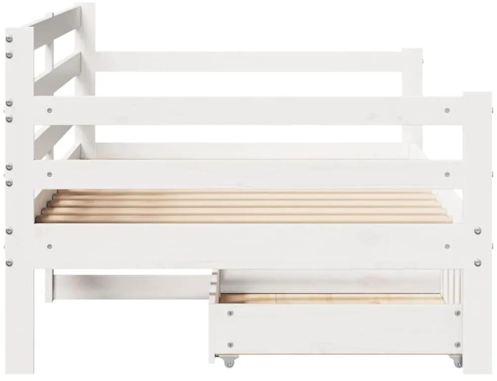 Sofá-cama c/ gavetas 90x190 cm madeira de pinho maciça branco