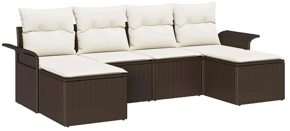 Conjunto de Sofás de Jardim de 6 Peças com Almofadas de Polirattan Cas