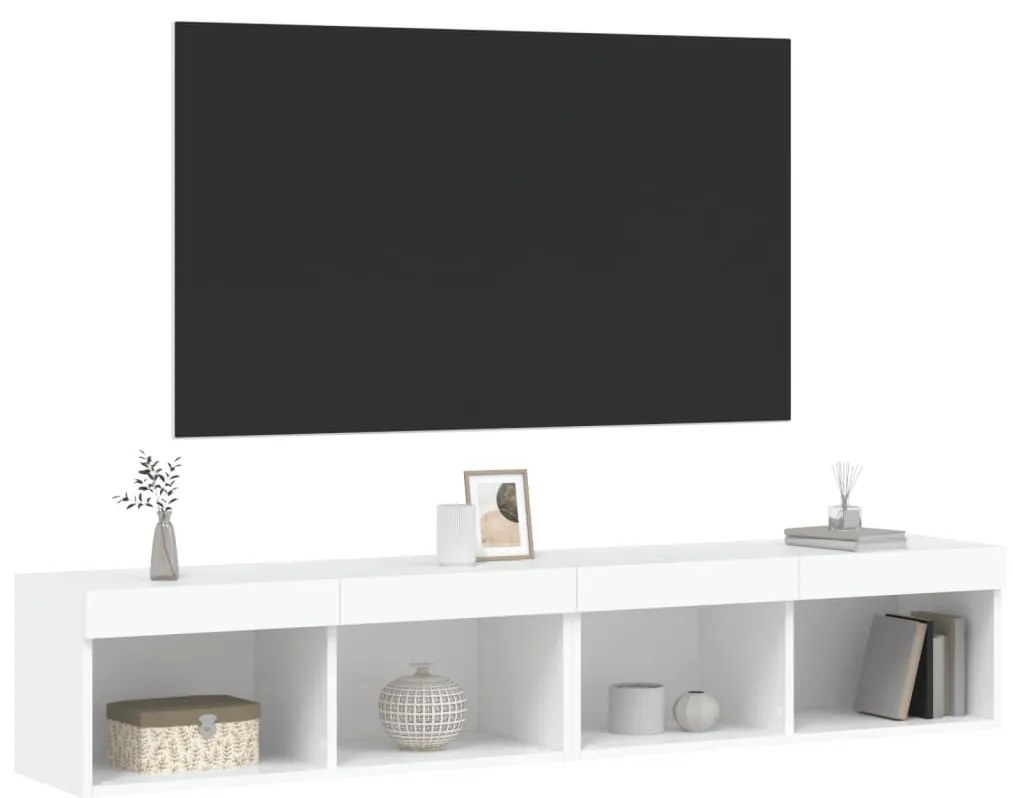 Móveis de TV com luzes LED 2 pcs 80x30x30 cm branco