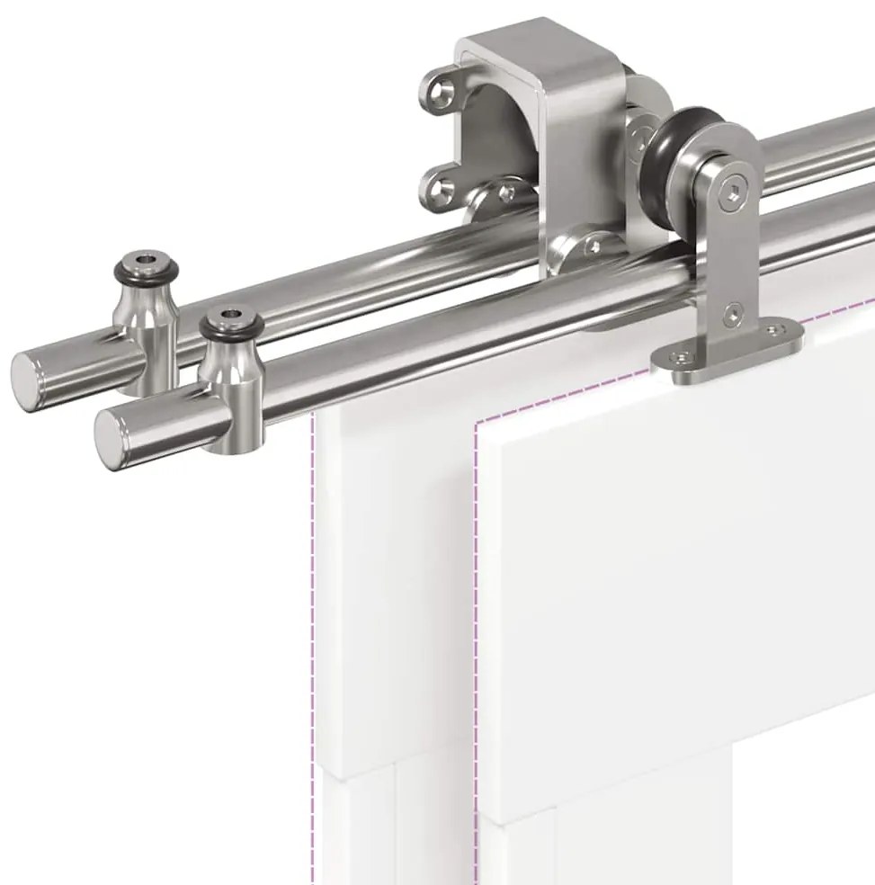 Kit ferragens p/ porta deslizante 366cm aço inoxidável prateado