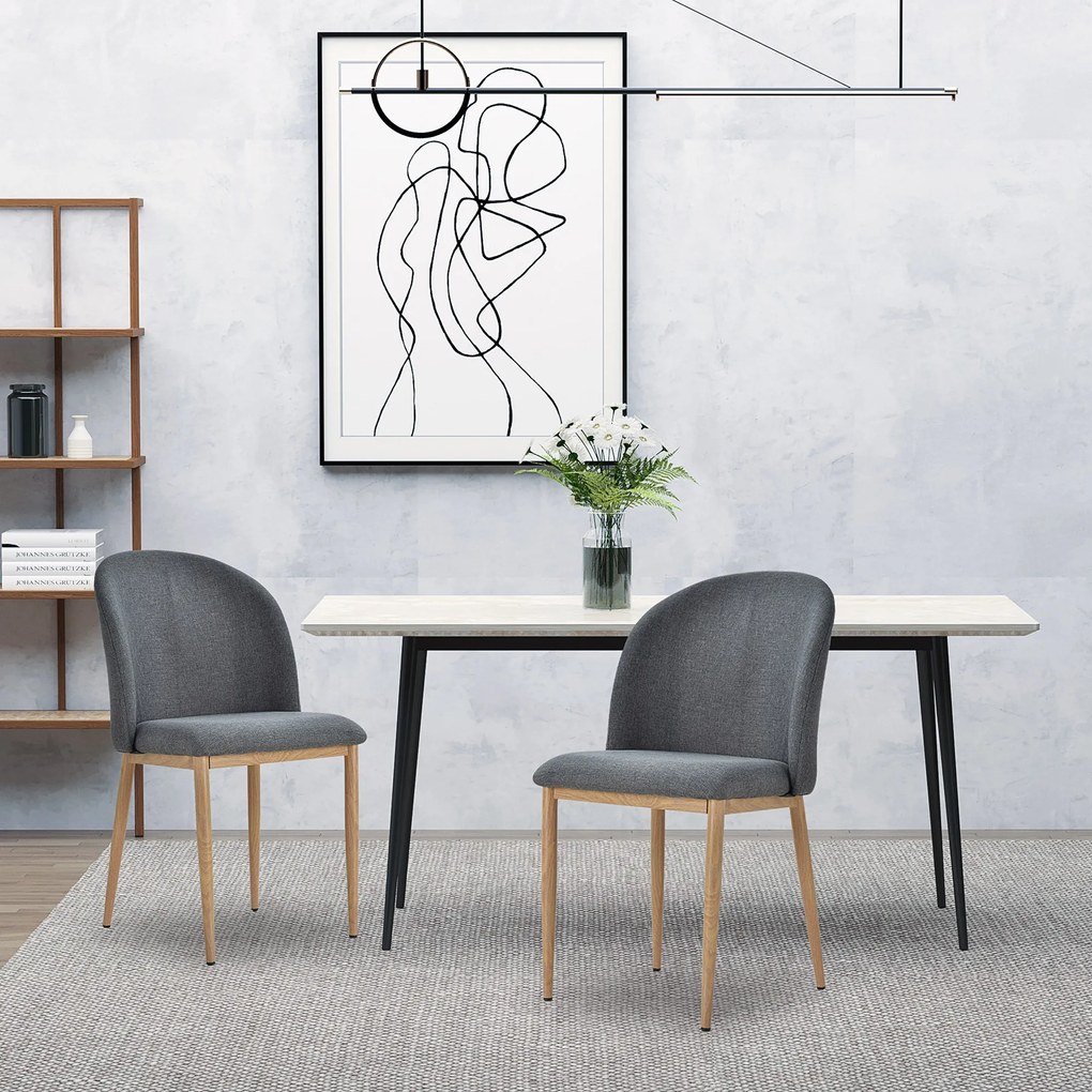 Conjunto de 2 Cadeiras de Jantar (MESA NÃO INCLUIDA), 50 x 58 x 85 cm, Design Escandinavo, Cinzento