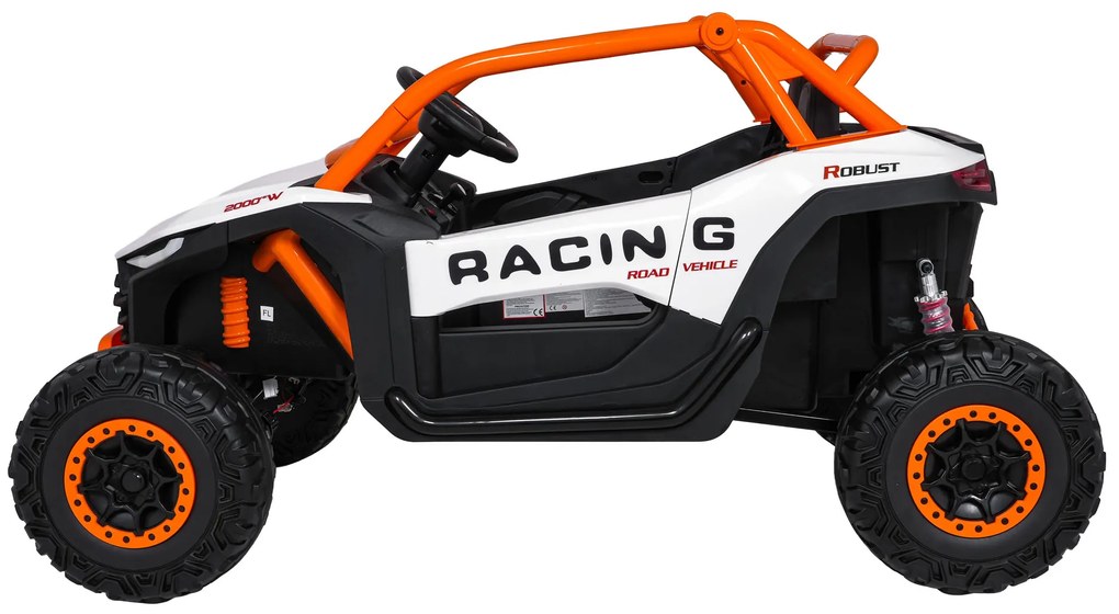 Carro elétrico para Crianças 4X4 2 Lugares 24V RACING Road 2000, Pneus	Espuma EVA, Assento couro ecológico Branco