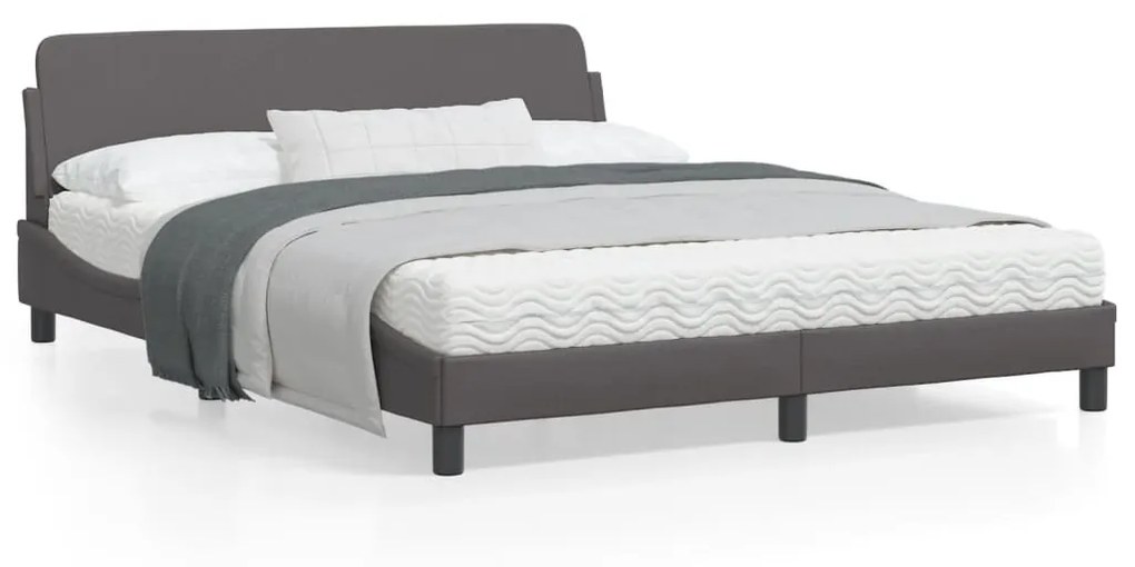 vidaXL Estrutura cama c/ cabeceira couro artificial 160x200cm cinzento