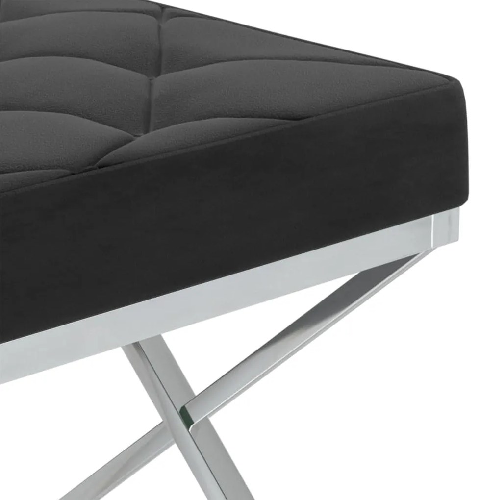 Banco 97 cm aço inoxidável e veludo preto