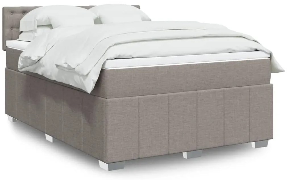 vidaXL Cama com molas/colchão 140x190 cm tecido castanho-acinzentado